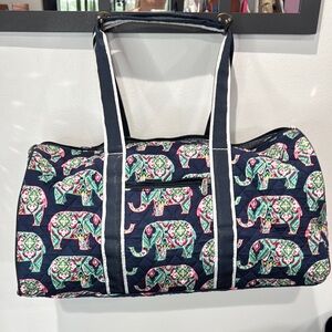 N. Gil Navy Quilted‎ Elephant Boho Duffle Bag NWOT